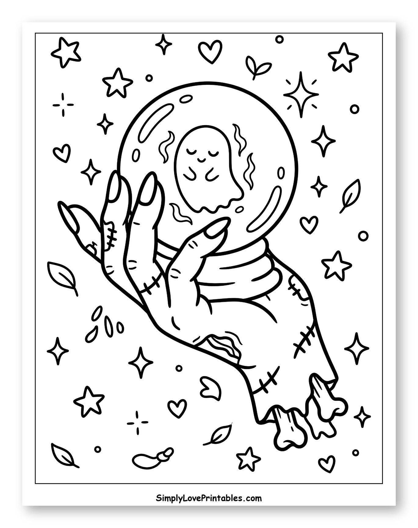 Zombie Hand Holding Crystal Ball with Ghost