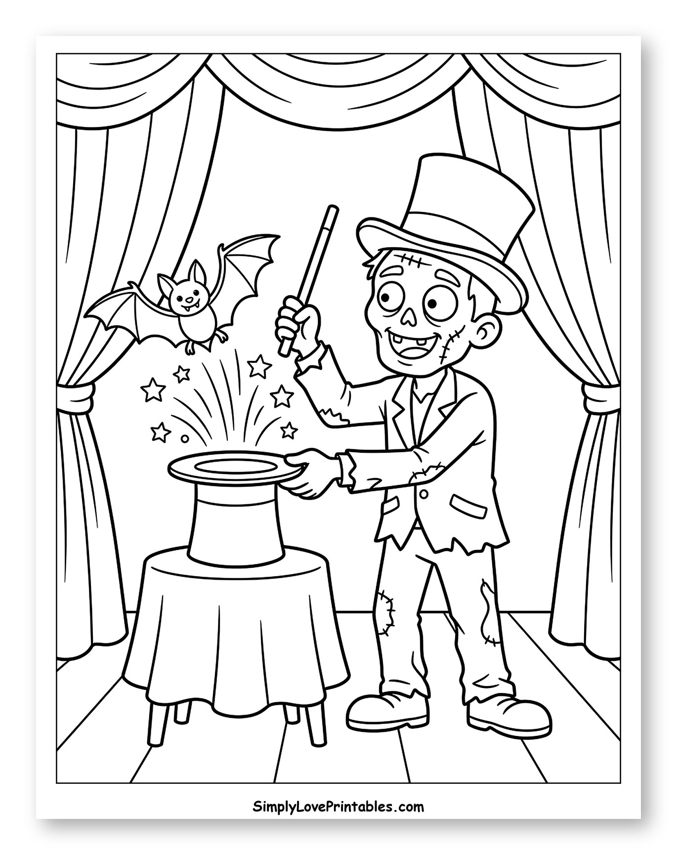 Zombie Magician with Bat and Magic Hat